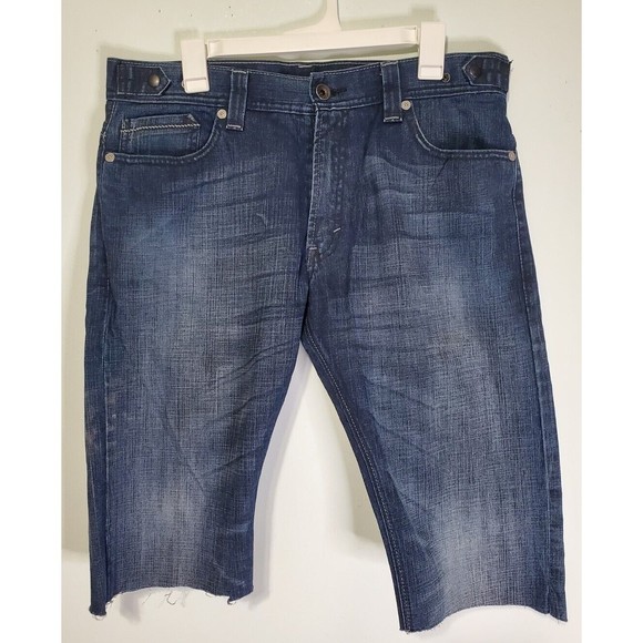 Levi's 514 Slim Straight Cutoff jean Shorts Dark‎ Wash Mens Sz 36x25in - Picture 1 of 6